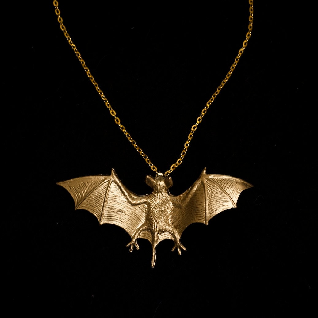 Golden Bat Necklace Glam Bat Jewelry