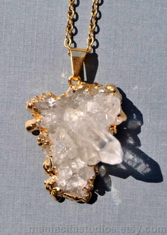 Raw Crystal Necklace Natural Druzy Raw Crystal by NoelanisJewelry