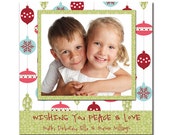 Modern 5x5 Square Photo Christmas Card Scrapbook Colorful Ornaments Holiday Card Greeting Card DIY Digital or Printed - Millings style Il_170x135