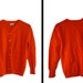 Orange Cardigan Sweater by Garland 1960s Mad Men Size Medium / Large