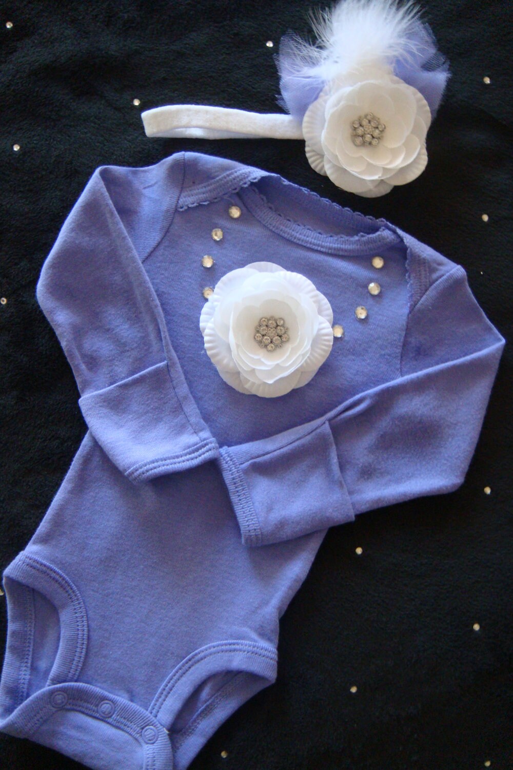 Newborn baby girl Take Home Outfit set onesie romper Lavender