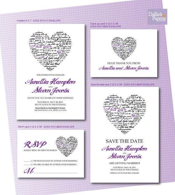 Make your own purple wedding invitations