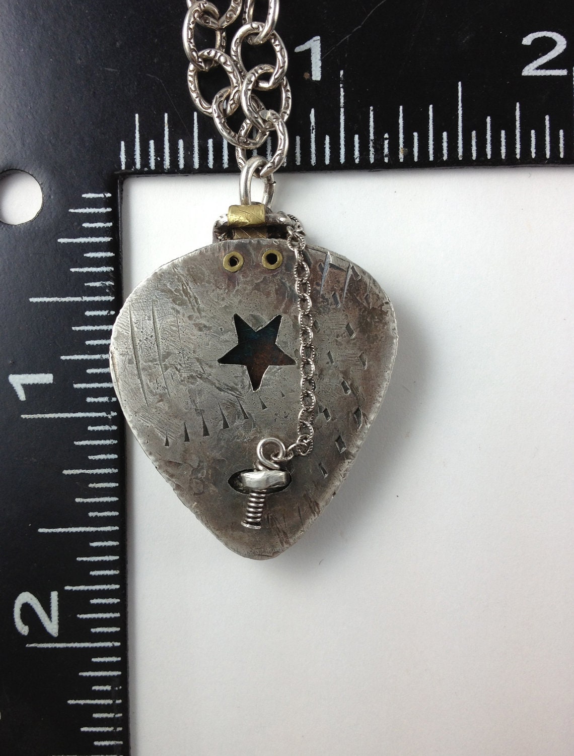 Guitar Pick Locket Sterling Silver Locket Guitar by SaltyRabbit