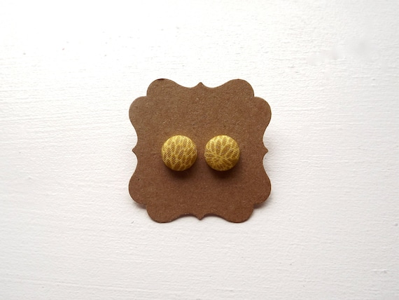 Mustard Yellow, Button Post Earrings, Hypo Allergenic Women's Jewelry