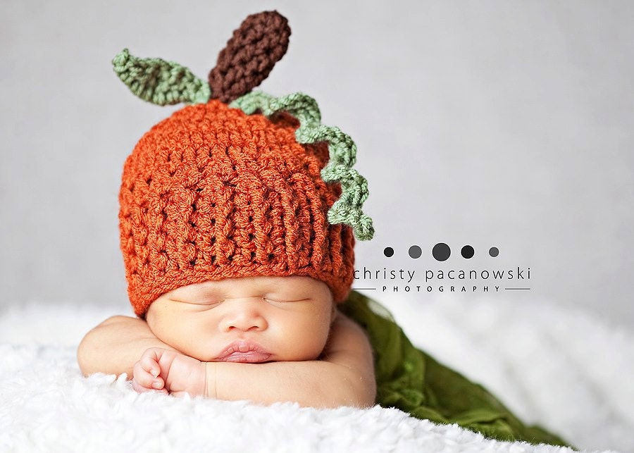 Crochet Pumpkin Hat / Newborn Pumpkin Hat / Baby Pumpkin