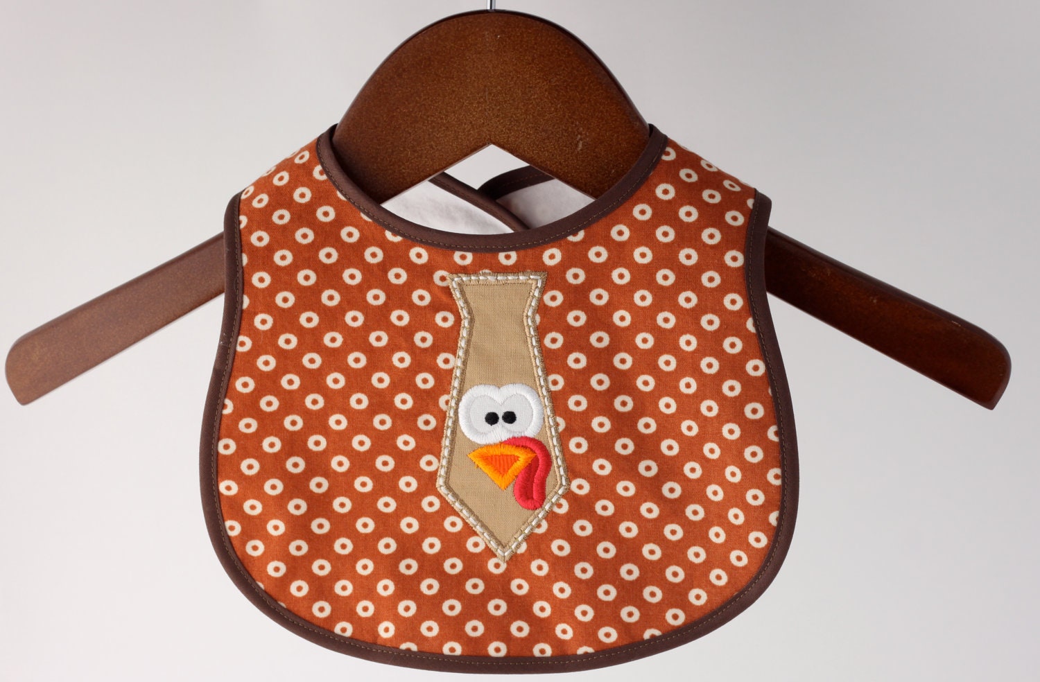 Thanksgiving Infant Turkey Bib with Snap Closure by GirlieQs