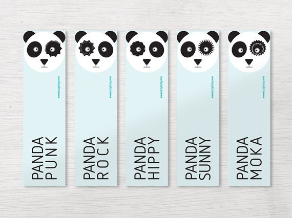 items similar to printable panda bookmark set 5 pieces digital