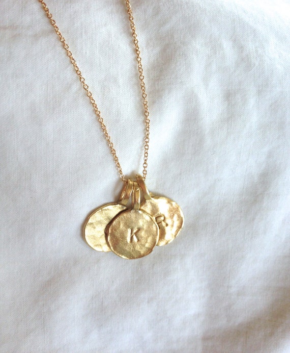 3 14k Gold Plated Initial Charm Necklace