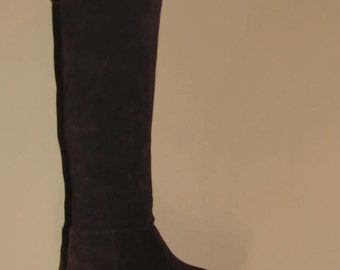 Knee High PIRATE Boots // Vintage I. MILLER Suede Leather Women's size 8/38 Brazil Fold Over