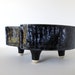 Vintage Atomic Mod Ceramic Planter, Footed, Black and Periwinkle Blue, Mid Century Home Accent