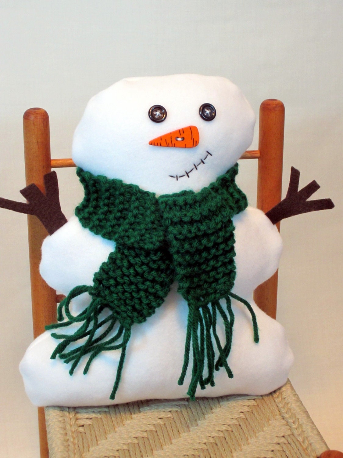 Winter Button Eyed Plush Snowman Rag Doll