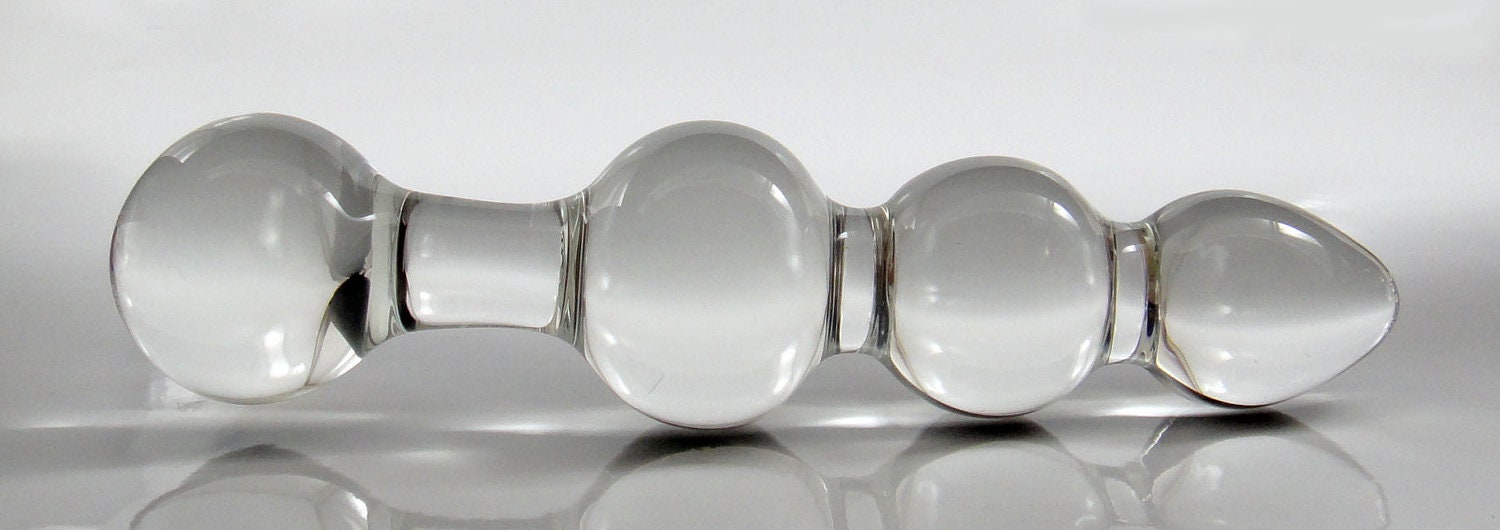 Medium Glass Triple Dip Butt Plug Dildo Sex Toy MATURE