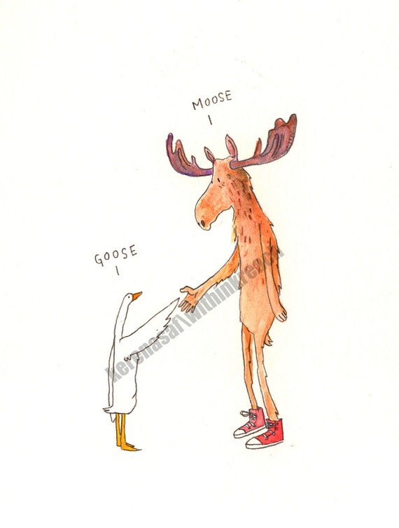 the meeting of moose and goose digital print