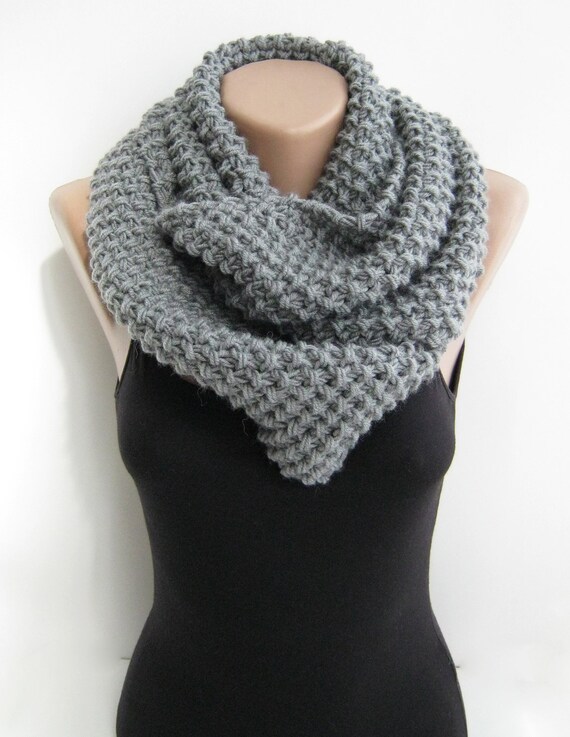 Gray infinity scarf knit loop scarf titanium grey by sascarves