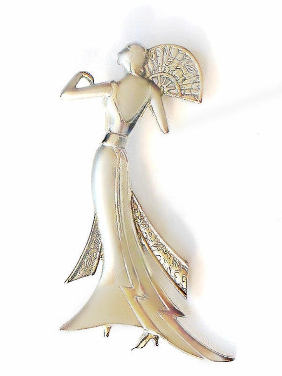 JJ Lady Brooch Art Deco 1920s Old Hollywood Elegance Style Pin