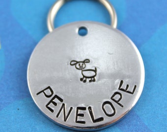 Personalized Aluminum Dog Tag - Hand stamped Pet Tag - Metal Dog ID Tag handstamped