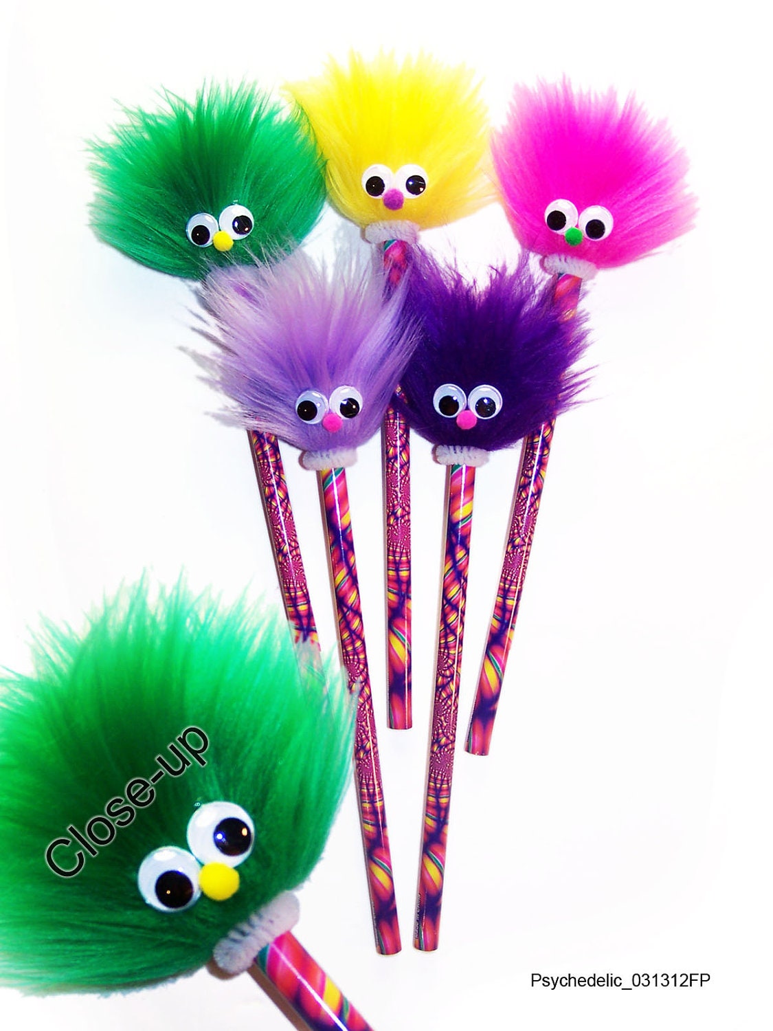 5 Fuzzy Pencils A SMILE with a TWIST by FuzzyPencilFactory