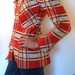 Vintage 1940s avant garde / spectacular structure gaberdine jacket / flame red & blue plaid / size small
