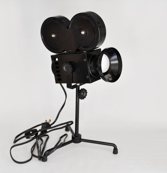 Vintage Black Movie Projector Style Table Lamp