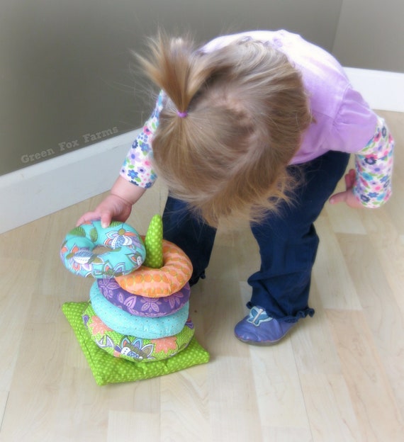 RTS Floral Soft Ring Stacker Toy Baby Stacking by GreenFoxFarms