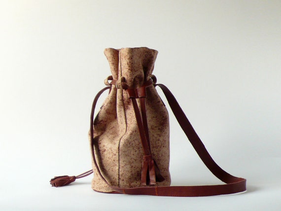 Items similar to free shipping / soft leather suede drawstring bucket