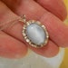 Moonstone and Sterling Silver Pendant with Sterling Chain - Vintage Circa 1960