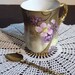 Limoges Art Nouveau Chocolate Cup GDA France Hand Painted Floral Pink Lilac Cafe Mocha Heavy Gold Gilding Comes with Antique Spoon