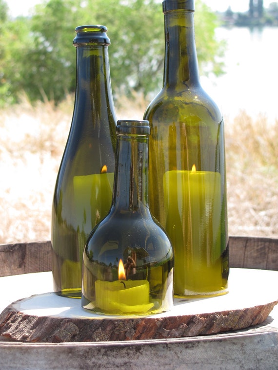 Set of 12 Cut Wine bottle candle holder by VineyardLove on Etsy