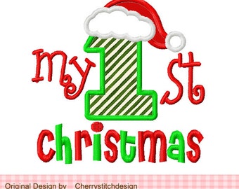 My 1st Christmas Machine Embroidery Applique Design- 4x4 5x5 6x6"