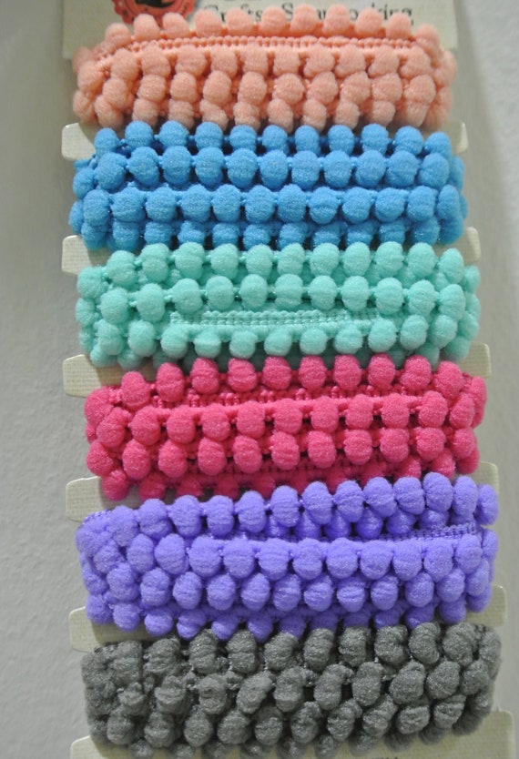 Items similar to Assorted Colours Pom Pom Trim Ribbon Bundle on Etsy