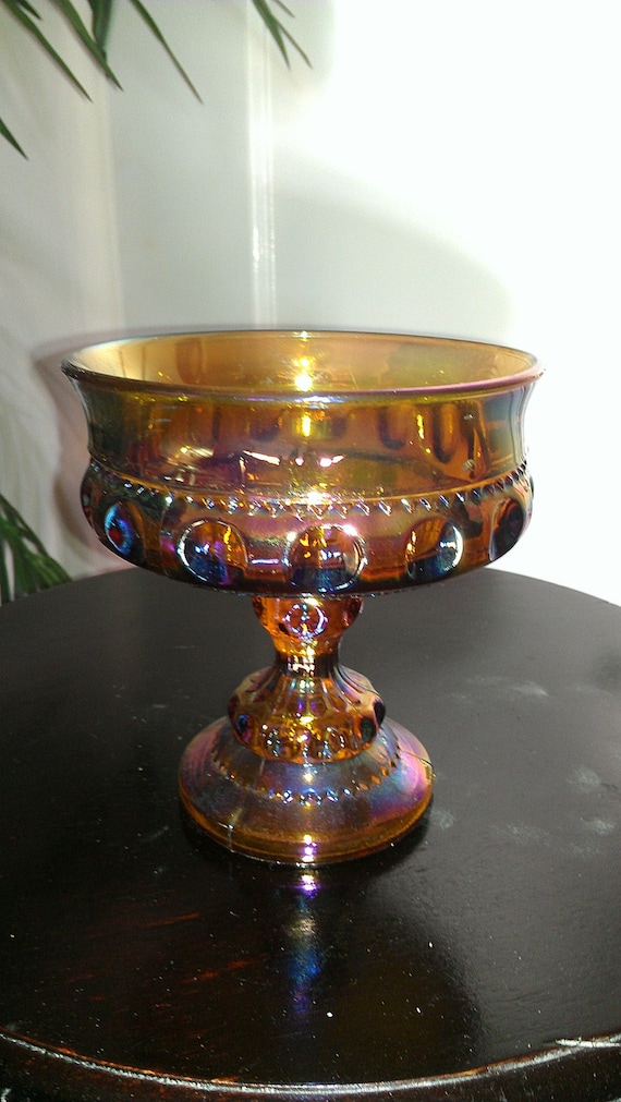 Carnival Glass Amber Candy Dish by ShabbyChicOldandUsed on Etsy