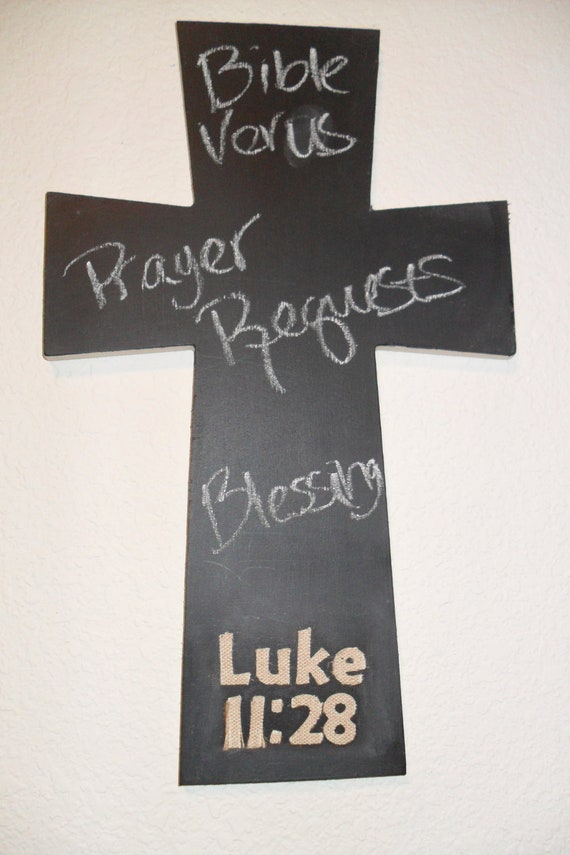 Black and Oatmeal Chalkboard Prayer Cross Wall Hanging
