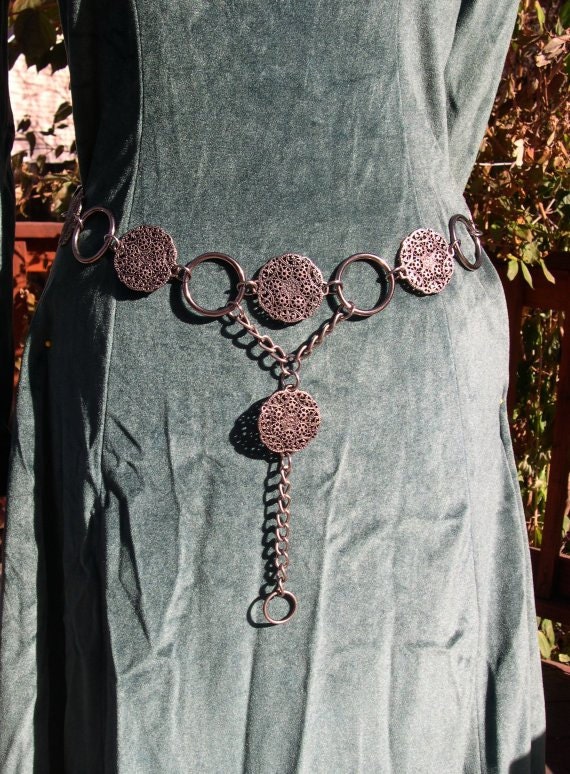 Silver Medallion Medieval Belt Girdle Medium by StitchesOfMirth