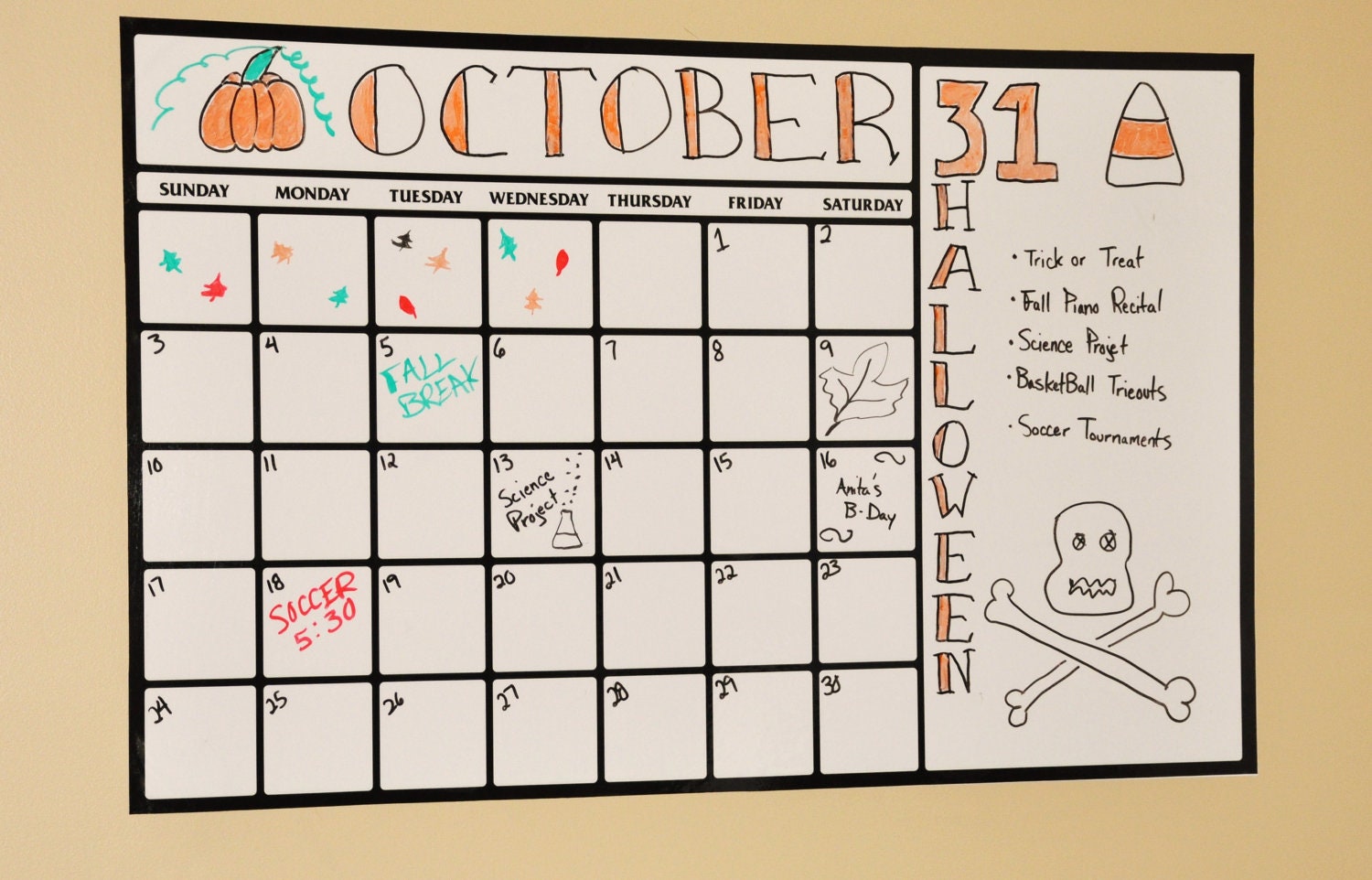 DRY ERASE CALENDAR 39 x 25