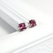 Rhodolite Garnet Earrings: Sterling Silver and Garnet - 4mm square studs, gemstone post earring, raspberry pink, purple, January birthstone
