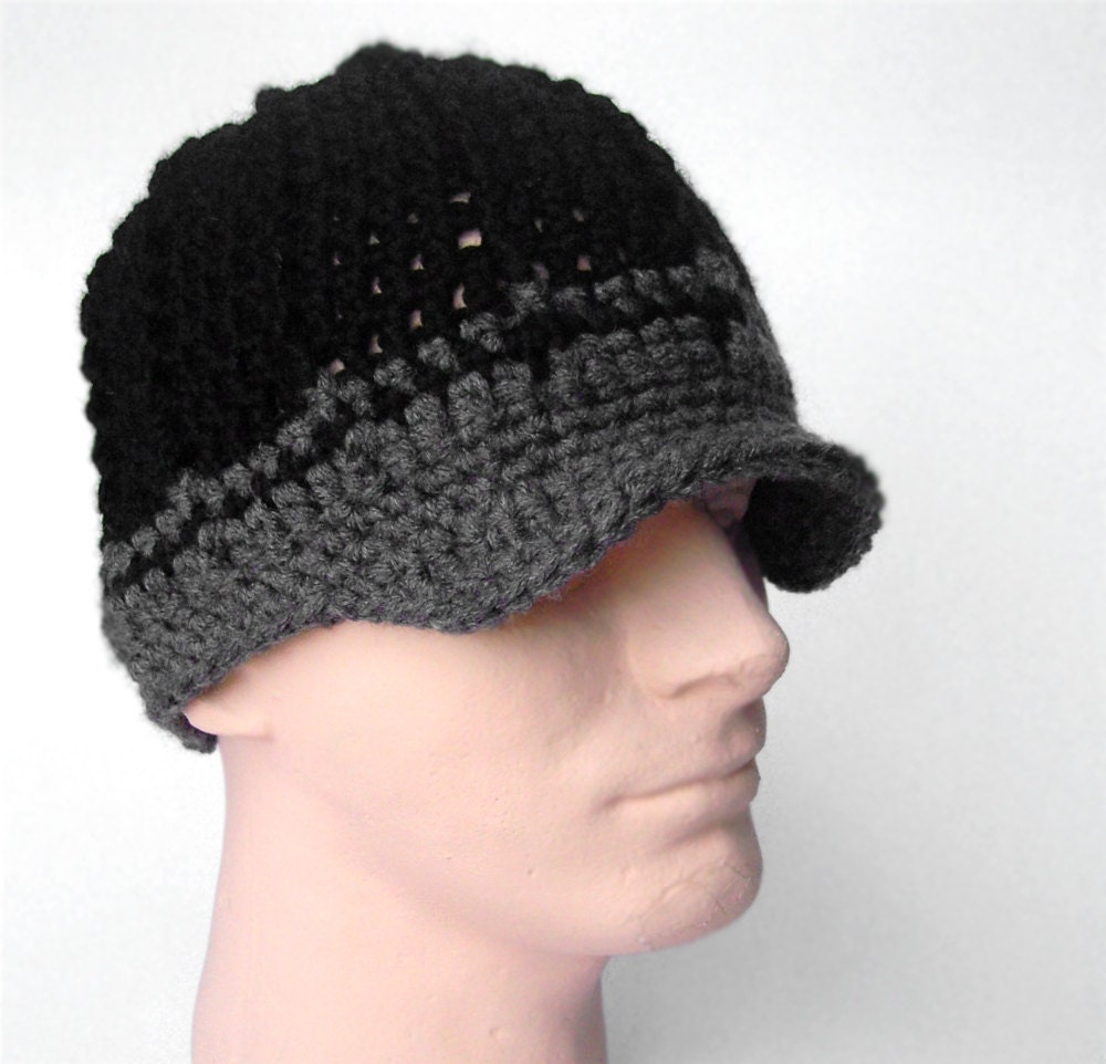 Mens Brimmed Beanie Mens Brimmed Hat Guys Hat Black by LoveFuzz