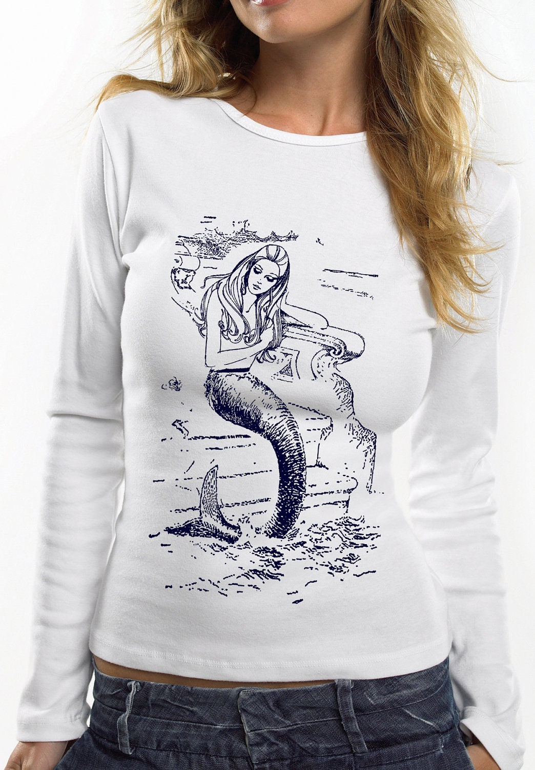 mermaid t-shirt nautical t-shirt vintage by ToTheMoonAndBack