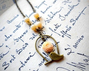 Bird Necklace Gift For Kid Bird Cage Necklace Sparrow Necklace Children Necklace Flower Girl Necklace Gift For Children Bird Cage Pendant