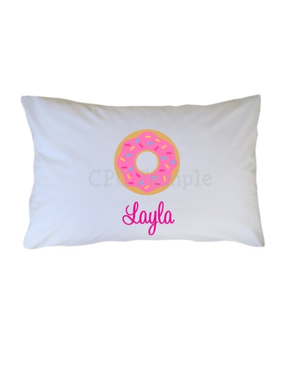 Donut Personalized Pillow Case Boy Girl Standard or Travel Size Il_570xn