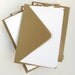 5 White Card Blanks with brown kraft envelopes, round or square corner cards