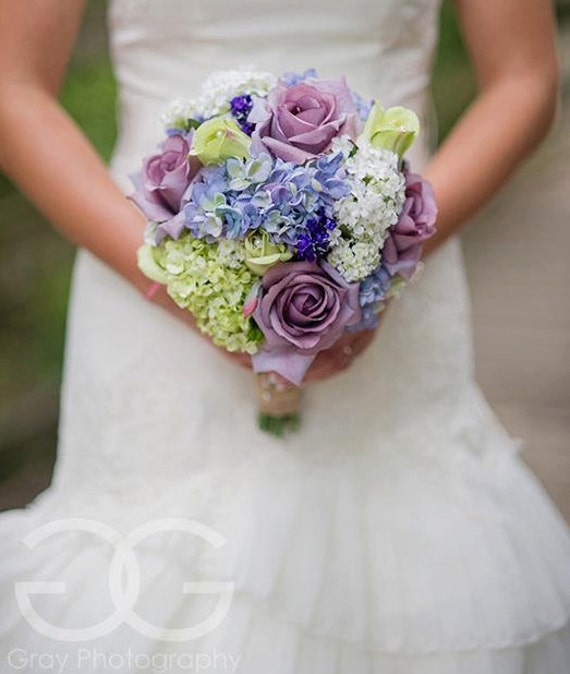 Wedding Bouquet Lavender Rose Hydrangea Shabby Chic Wedding Bouquet 