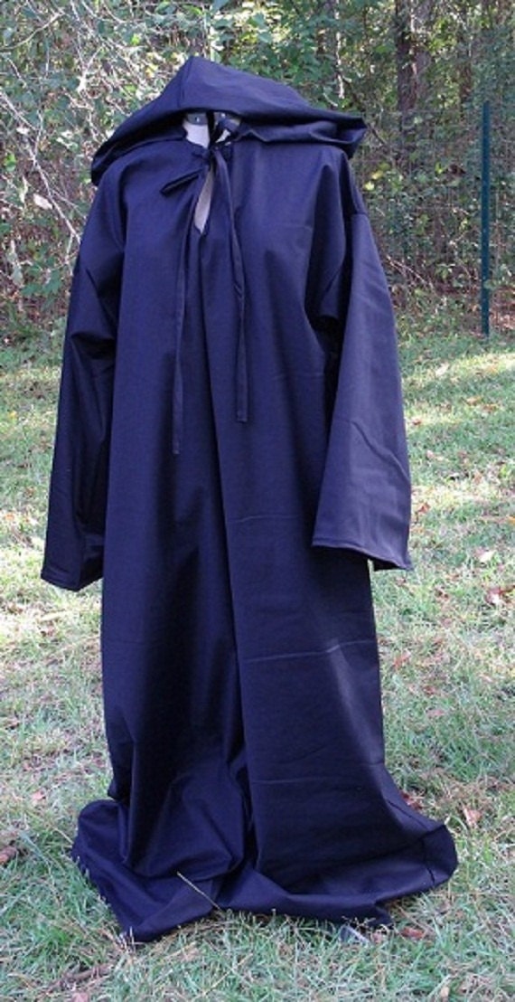 Hooded Robe Black by UniqueTrader on Etsy