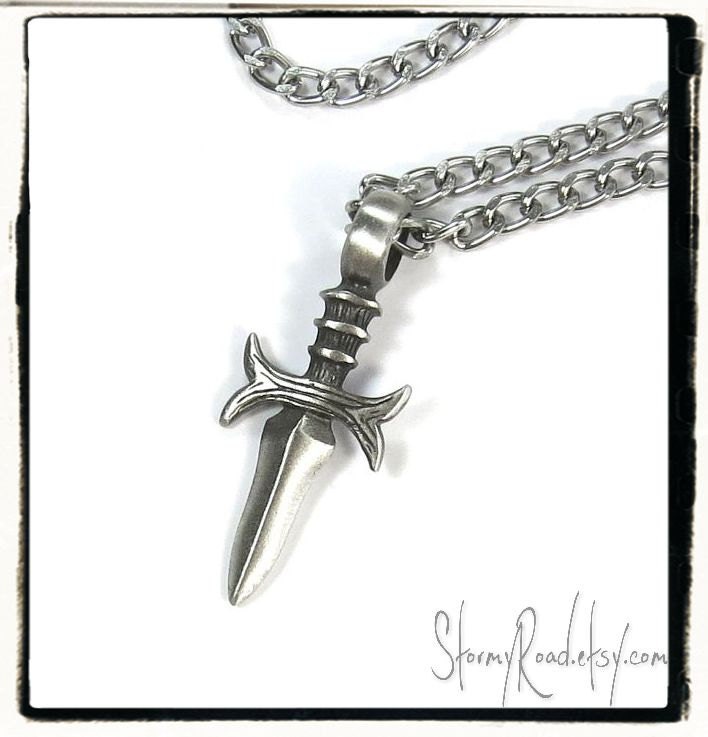 Assassin Dagger Necklace Dagger Pendant with Silver by StormyRoad