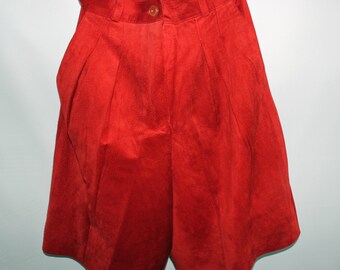 red suede shorts