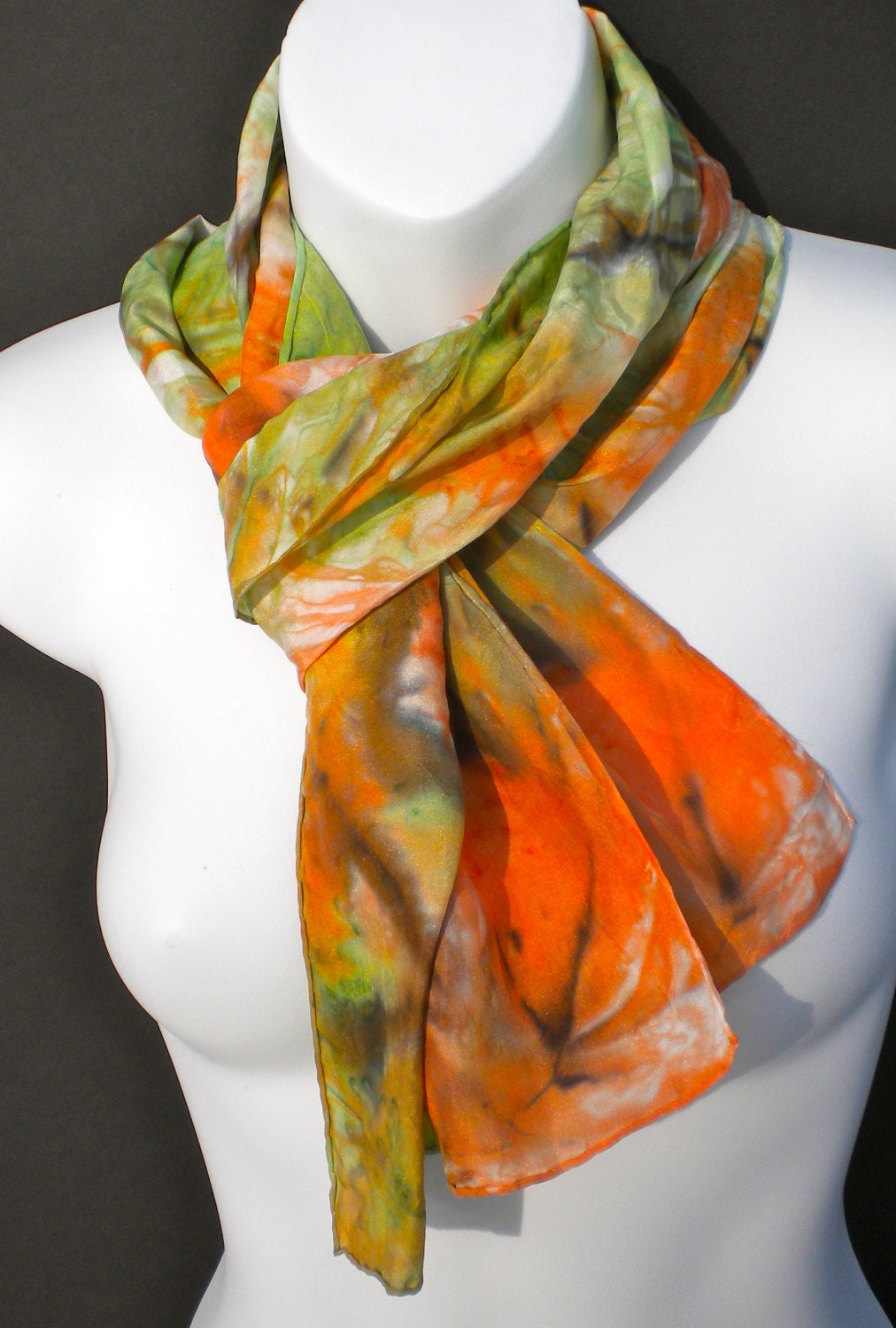 Fall Tones SILK SCARF. Hand Painted Silk Scarf by New York