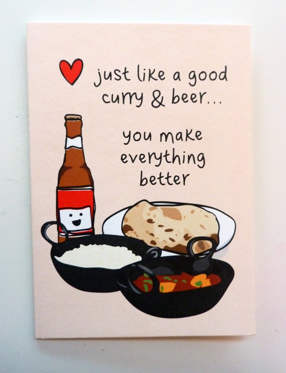 Funny Indian Foodinspired Greetings Card Curry & Beer