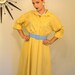 SALE - Vintage 80s does 50s Cotton Shirt Dress Retro Harvest Gold Button Down Mid Sleeve Full Sweep Boxy Cut Mad Mustard Yellow Plus Size