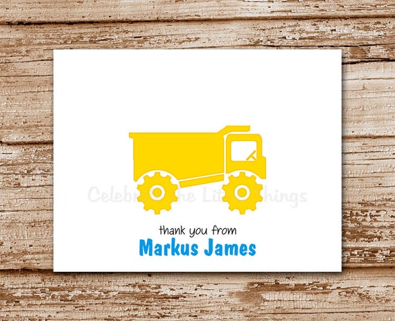 Set of 8 / Dump Truck Note Cards / Personalized Stationery / Thank You Notecards / Construction, Yuke Il_570xn