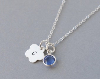 Sterling Silver Flower Girl Necklace, Personalized Flower Girl Necklace, Custom Hand stamped Necklace, Flower Necklace, Flower Girl Jewelry