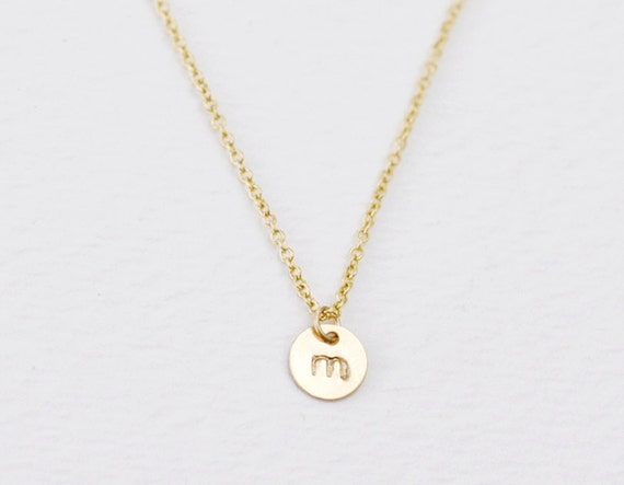 Tiny Initial Necklace - delicate necklace - tiny gold necklace - engraved jewelry - simple necklace - charm necklace - Teeeny Initial gold